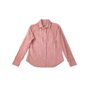 KIEL JAMES PATRICK KJP Scallop Oxford Blouse M Pink Red Cotton Collared Preppy